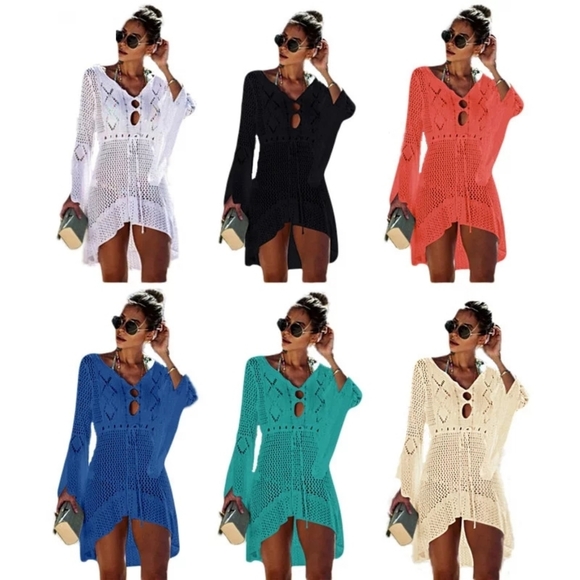 Knitted Hollow Beach Blouse Crochet Cover Up - Picture 3 of 5